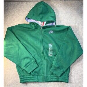 Nike Boys Size LG Green Full Zip Hoodie Basketball Ball For All Logo On Back NWT